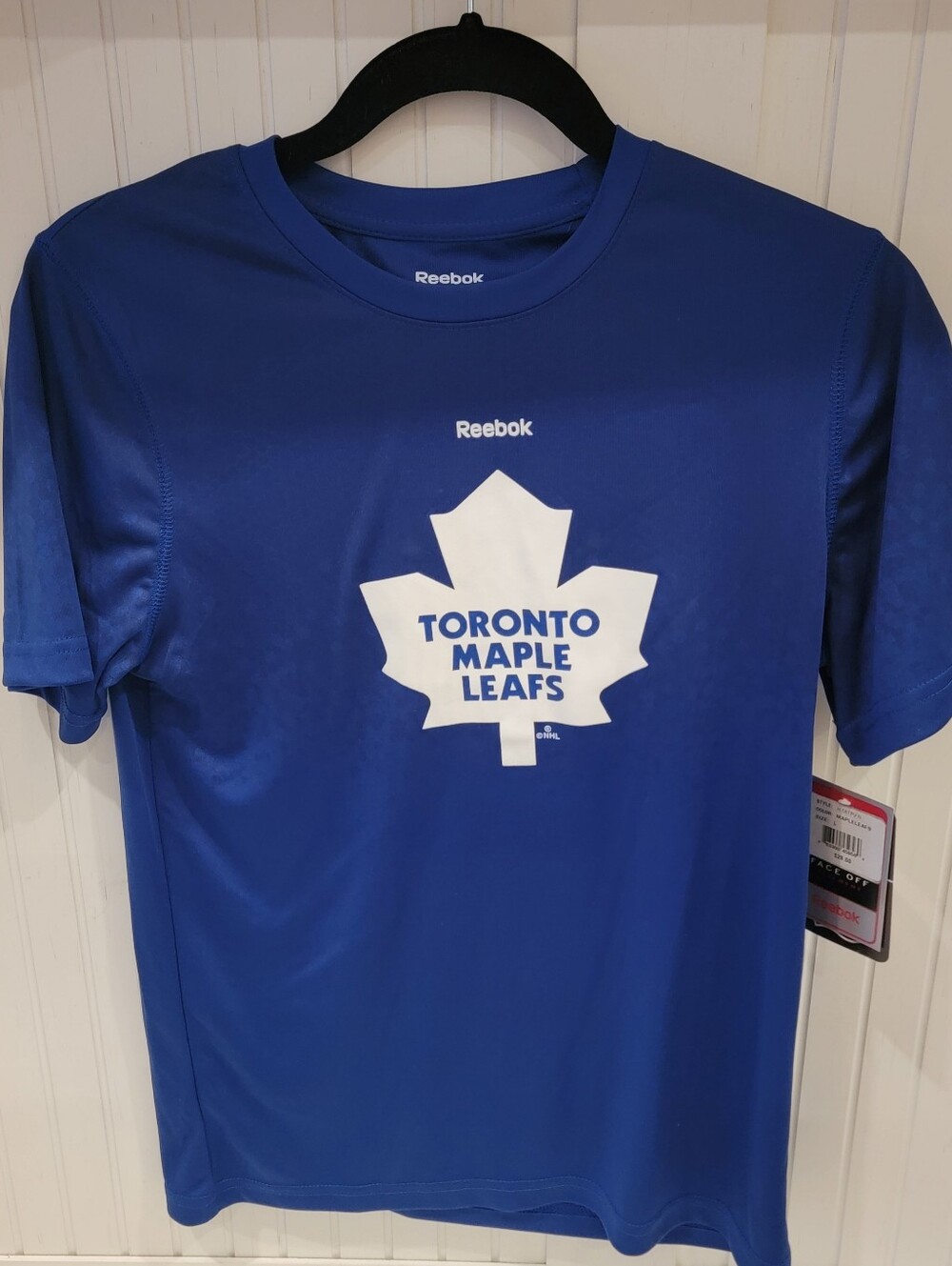 Reebok Youth's Toronto Maple Leafs Blue Tee with White Logo Dry Fit